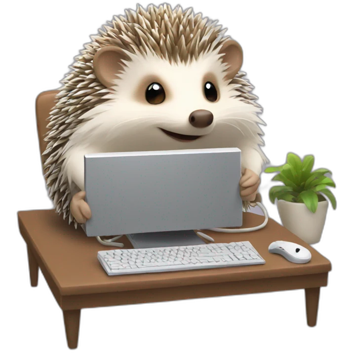 hedgehog playing video games on a pc emoji