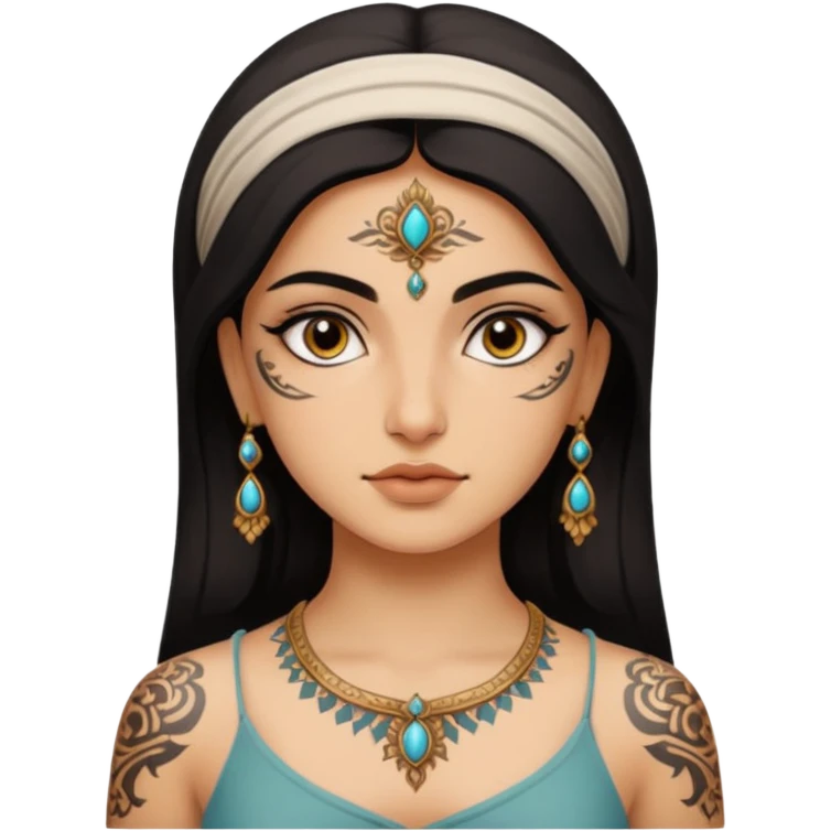 PERSIAN ancient GIRL with tatooed emoji