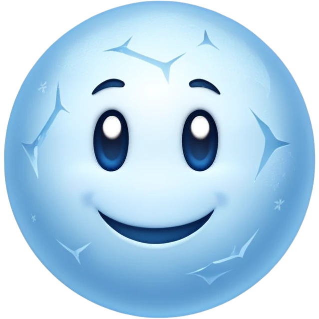a frozen ball, icy and frosty, with visible frost and a cool blue tint, modern emoji style emoji