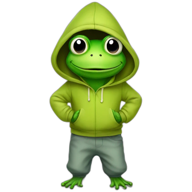 Frog with a hoodie and pants emoji