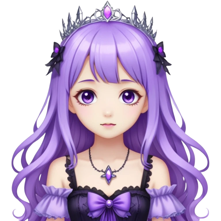 Gothic anime fairy with long beautiful hair and violet dress, pastelcore, Lolita, aesthetic, beautiful, pretty, amazing, epic, gorgeous, sparkly emoji