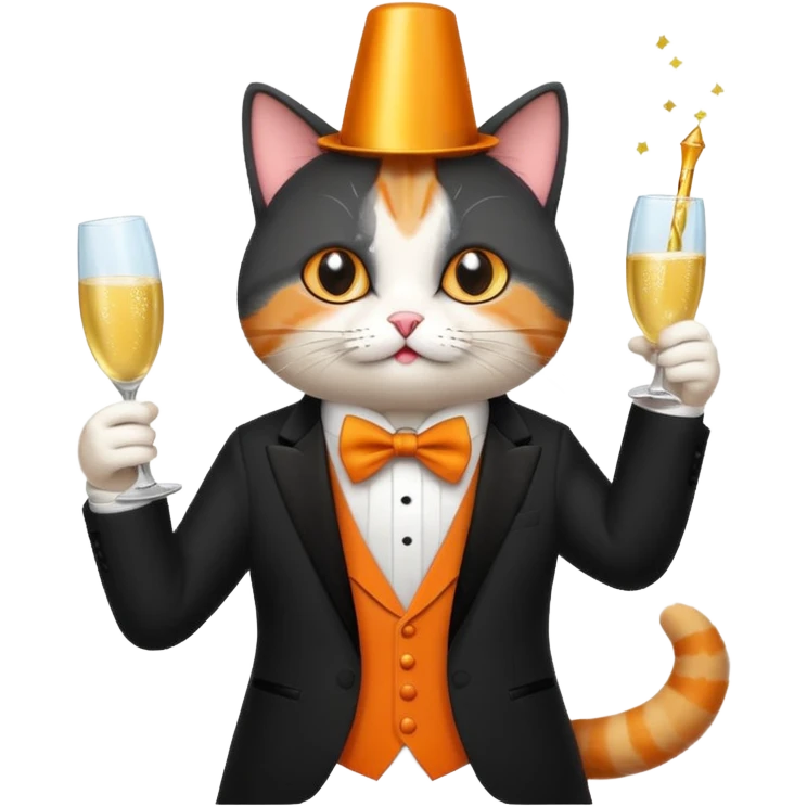 Business cat, party emoji