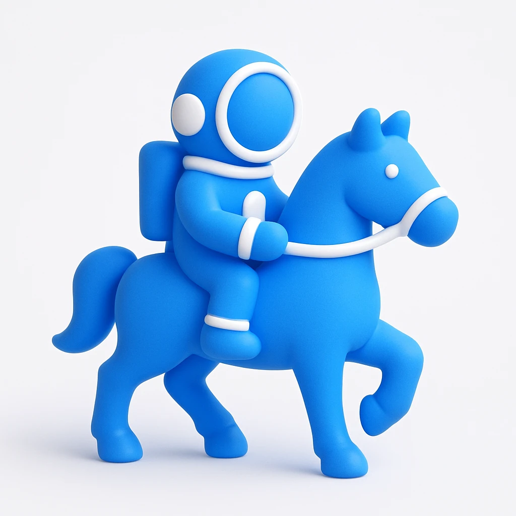 astronaut on horseback with stars in background emoji