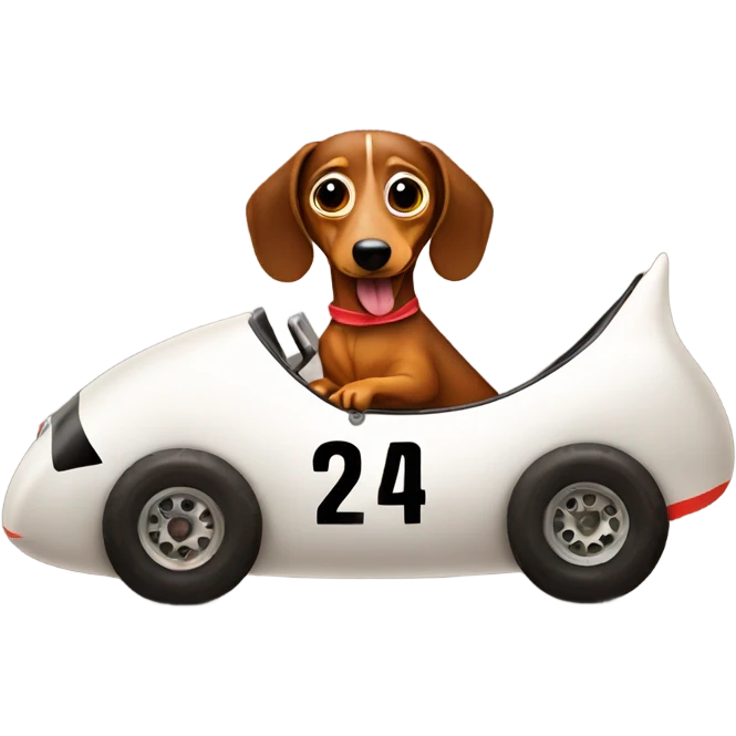 weiner dog in a dirt race car  emoji