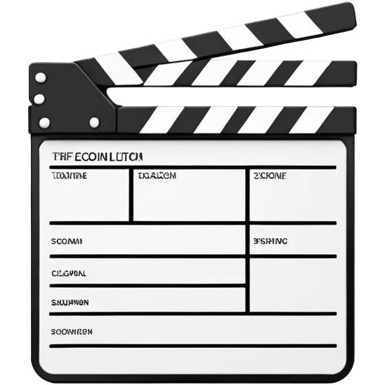 minimal movie clapperboard with essential lines only, clean design, black and white emoji