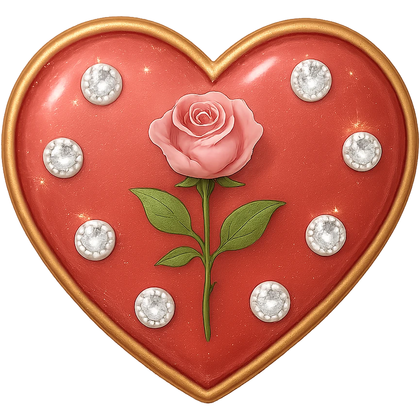 Make the single heart red, pastel red enamel, sparkling gems, soft glowing effect, tiny size, with no background, general style. emoji