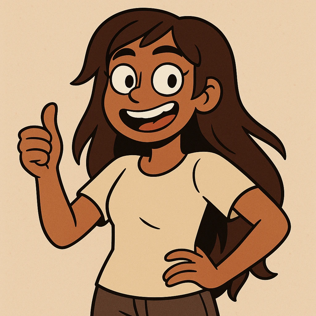 brown-skinned girl with long brown hair and black eyes, colorful cartoon style emoji