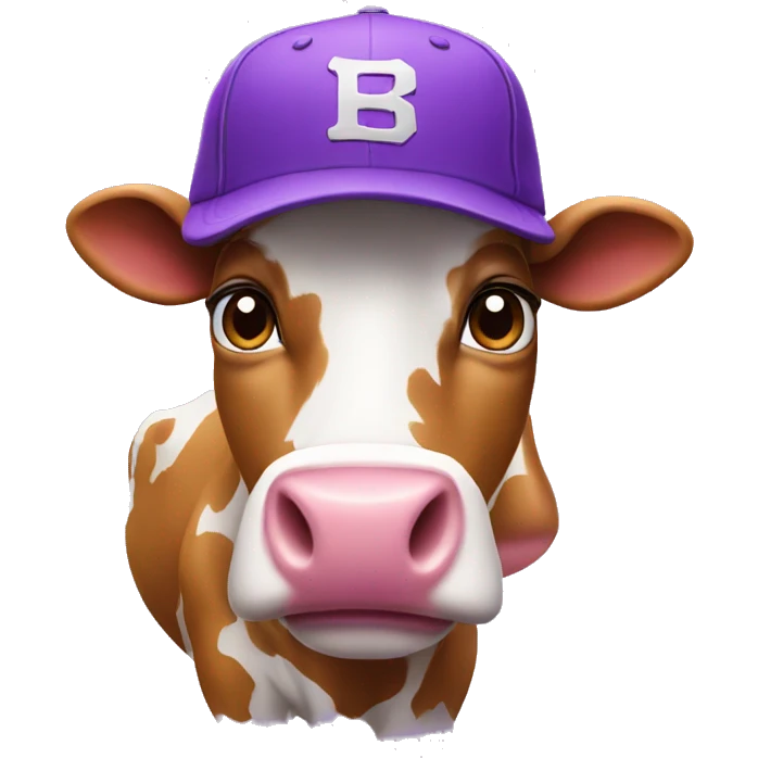 purple cow wearing a baseball hat emoji