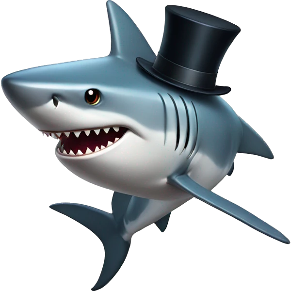 Shark with a top hat emoji