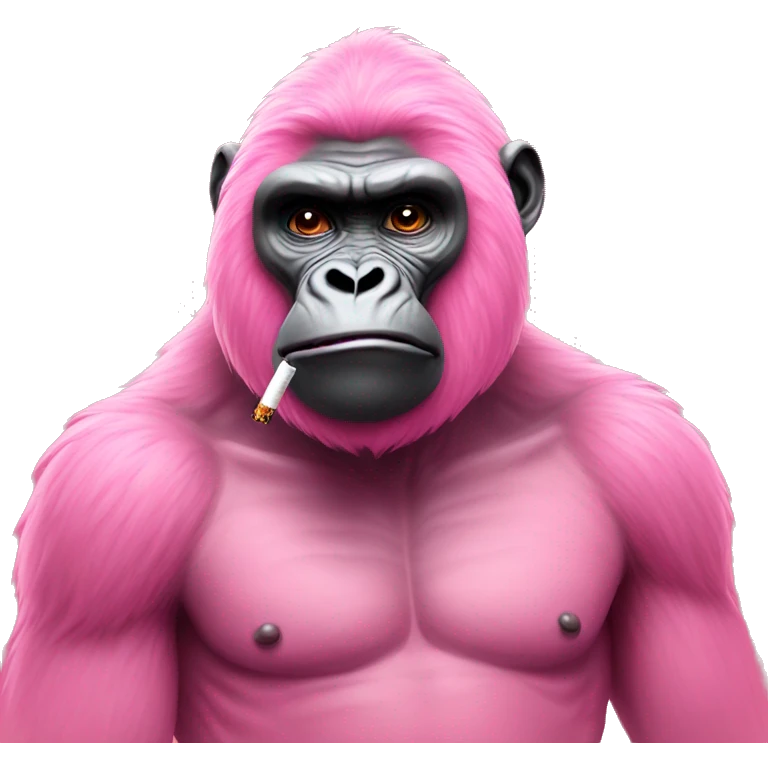 Pink gorilla with cigarette  emoji