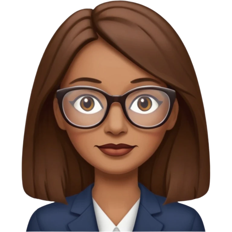 Women with makeop, slim, long brown hair glasses around 45 years  emoji
