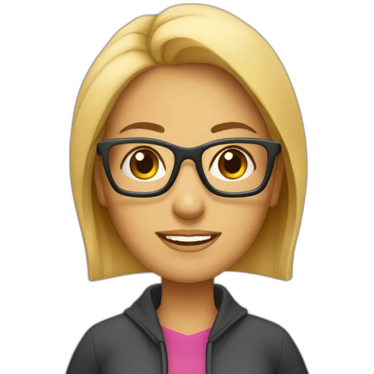 Mujer estudiante mediana edad rubia y con gafas emoji