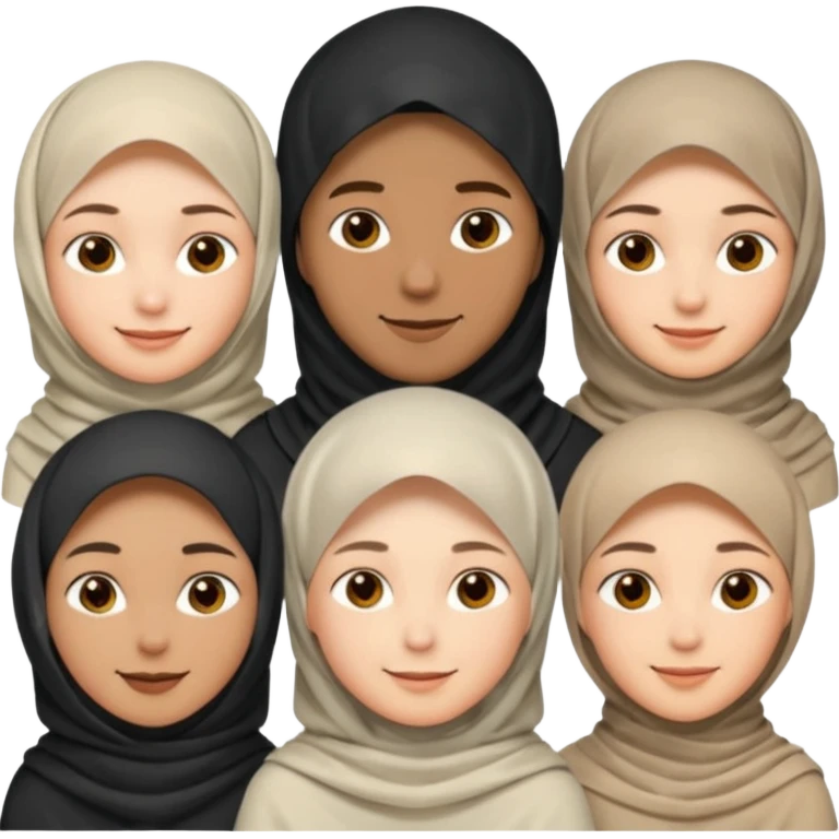 1 man not veiled with short hair and 4 veiled women emoji