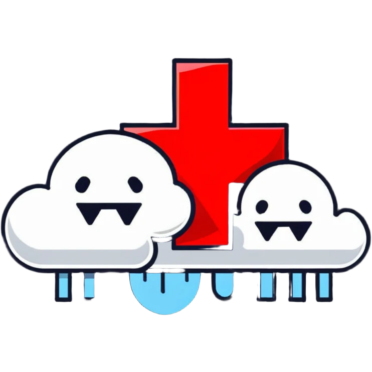 Red Cross fighting against dark negativity cloud emoji