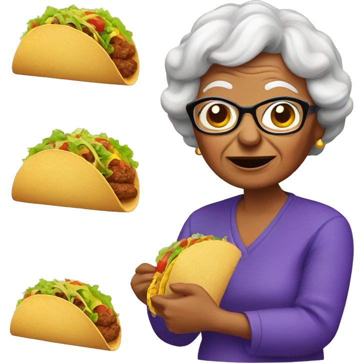grandma with taco emoji