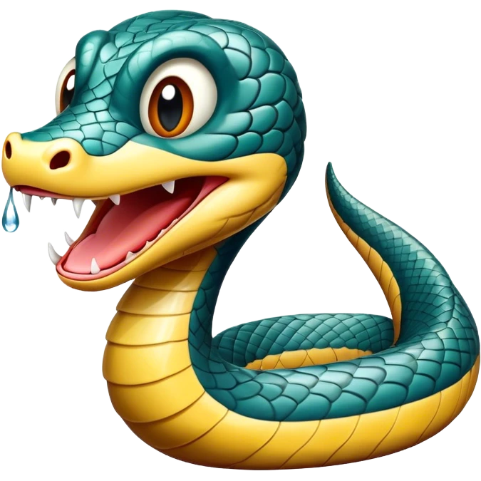 Cinematic Comical Chinese Water Snake Portrait Emoji, Head tilted dramatically with an exaggeratedly amused expression, featuring a striking, glossy scaled body with bold patterns and wide, expressive eyes filled with playful disbelief, Simplified yet hilariously expressive features, highly detailed, glowing with a slightly sassy aquatic glow, high shine, dramatic yet playful, stylized with an air of cheeky water mischief, soft glowing outline, capturing the essence of a spirited and over-the-top water snake that feels like it could slither its way into internet fame instantly! emoji