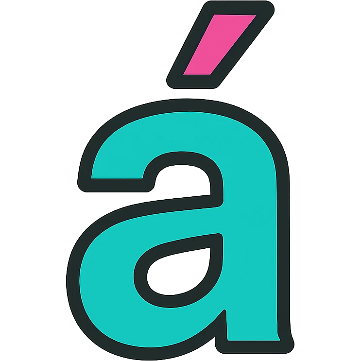 stylized lowercase a with acute accent, playful and bold, icon style emoji