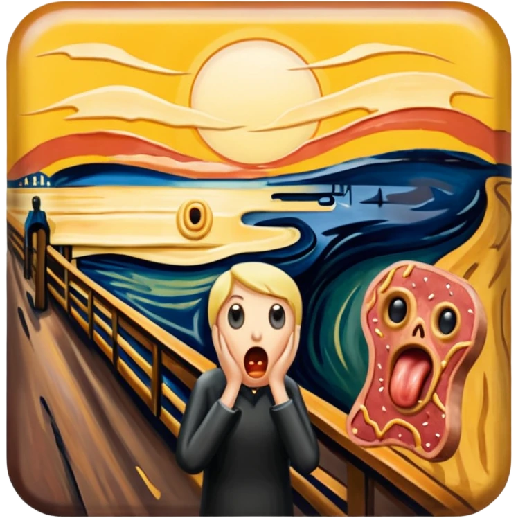 Edvard munch The Scream painting with SPAM MEAT landscape  emoji
