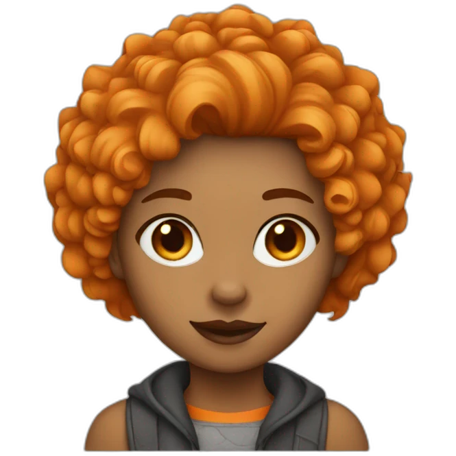 girl with Wolf hair cut orange emoji