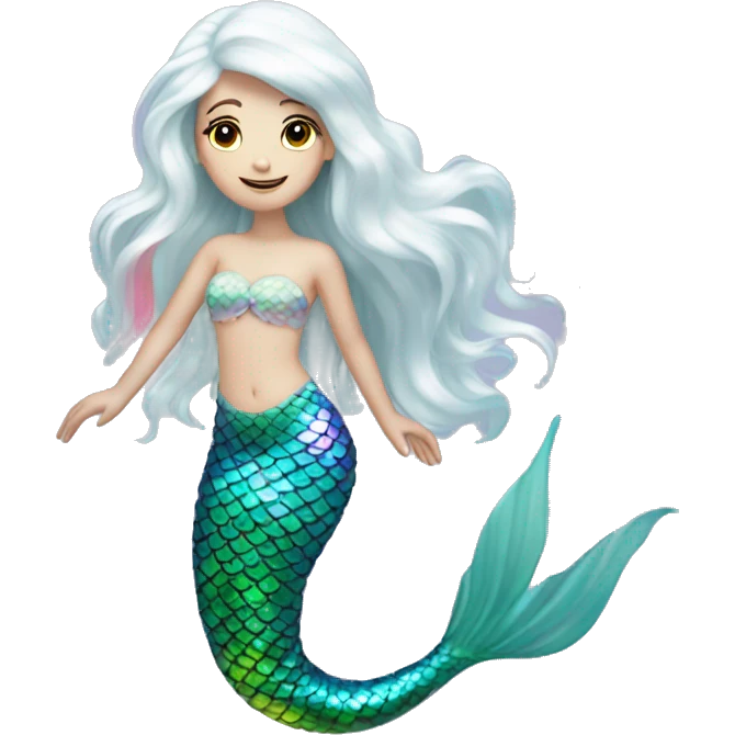 Iridescent mermaid white girl with iridescent tail emoji