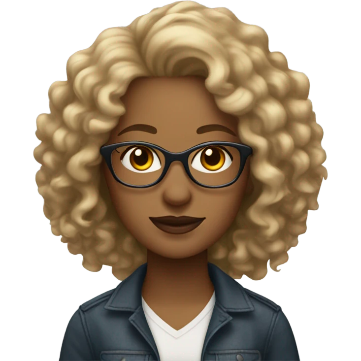 Gorgeous light brown woman with blonde curly hair and glasses emoji
