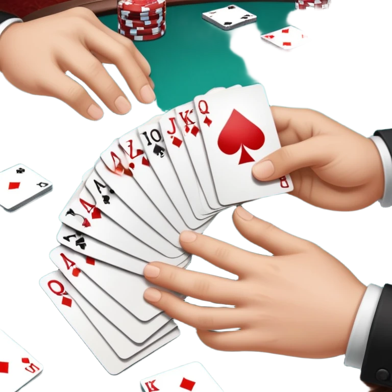 Close-up of hands dealing playing cards on a casino table emoji