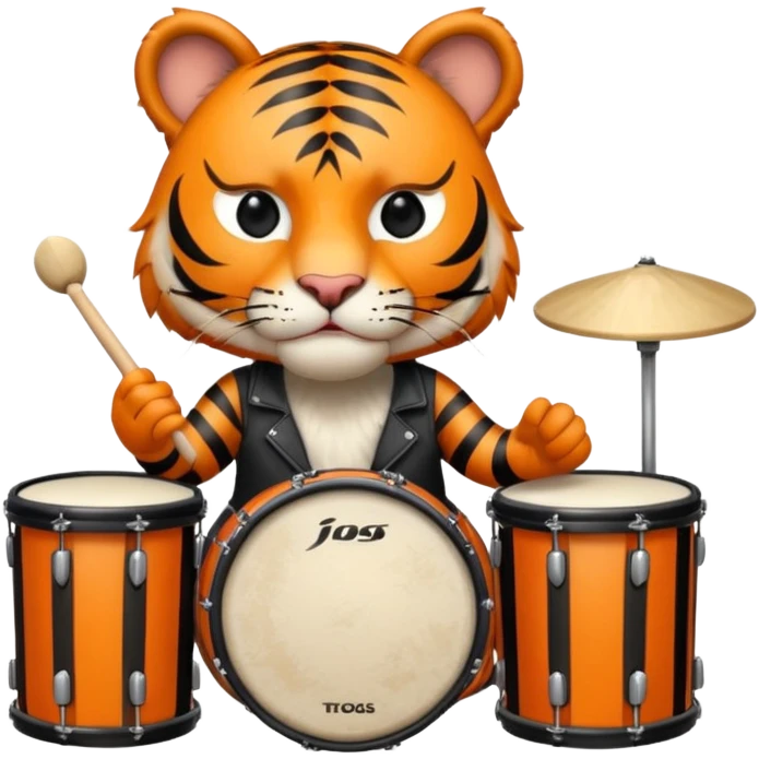 rockstar tiger who plays drums emoji