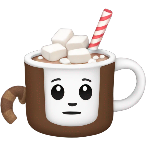 Hot cocoa in a sweater mug with marshmallows emoji