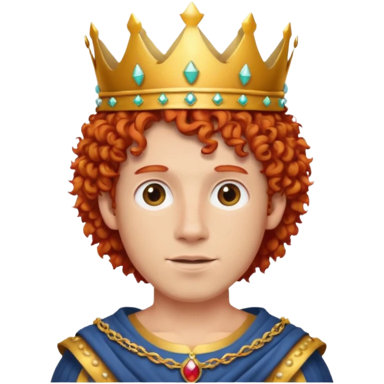 red haired curly guy with a crown emoji