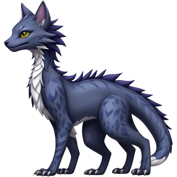 Kawaii dark edgy fantasy feline-vernid-sergal-fursona animal creature with a tufted tail full body with intricate markings  emoji
