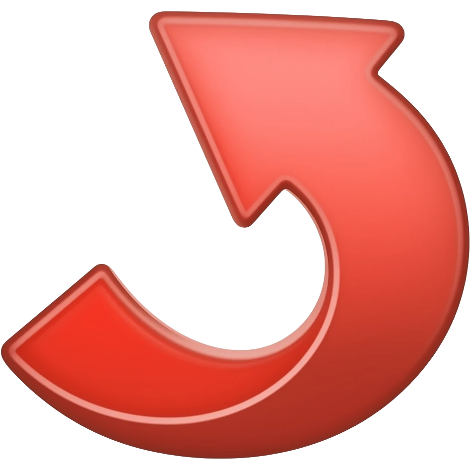 Flecha de color rojo para señalar algo que la fecha se parezca a una vuelta curvada emoji