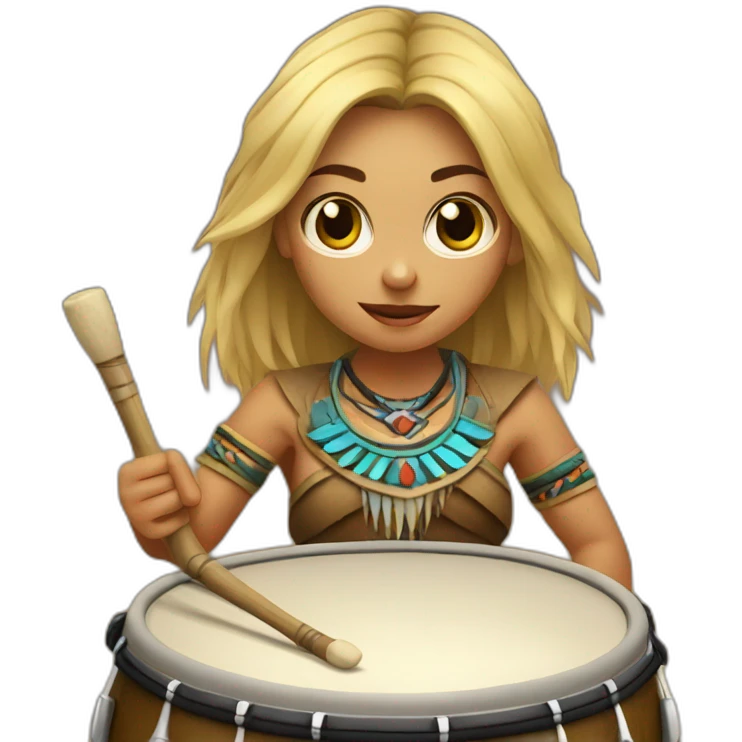Blond Female shaman playing drum emoji