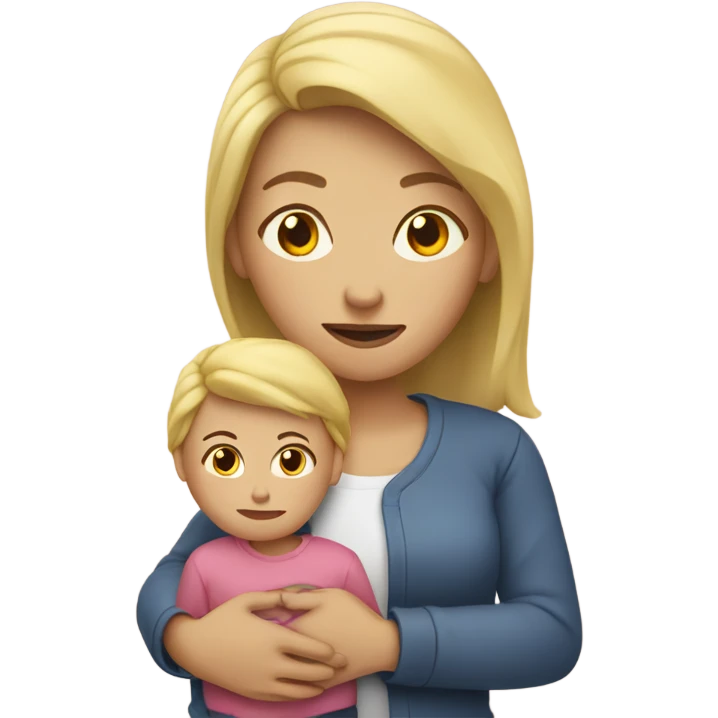 Blonde Mother holds her heart in her arm emoji