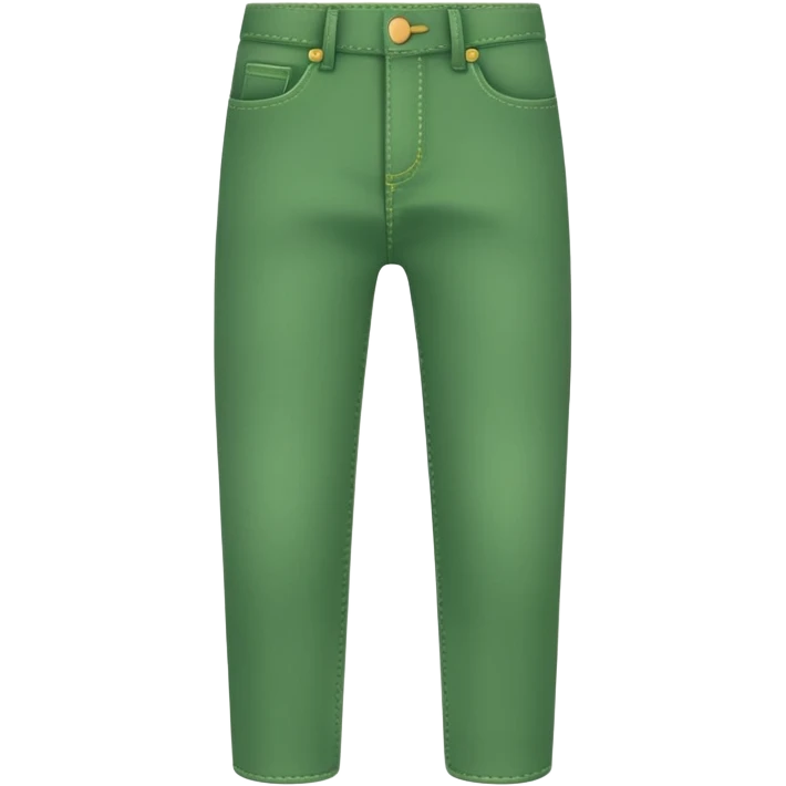 A 3D cartoon green  jeans with pockets and stitching details, casual slim fit, clean isolated background, Memoji-style. emoji