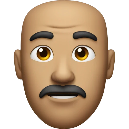 With long and dense sword-shaped eyebrows, and tightly closed lips. emoji