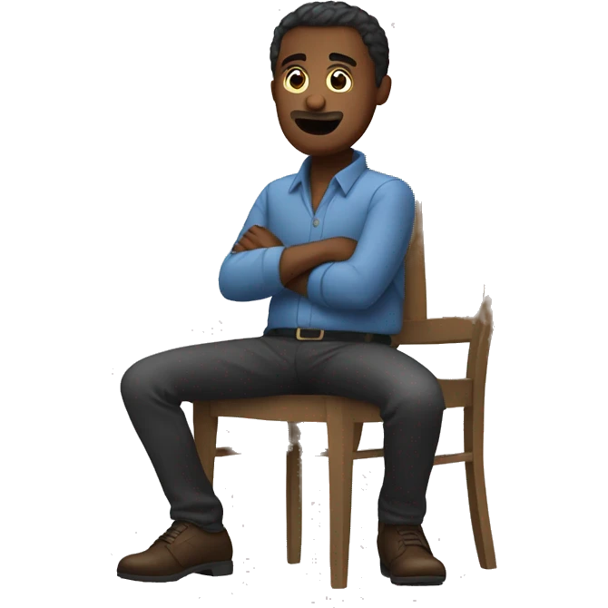 a man sits on a chair and says “no” with his hands emoji