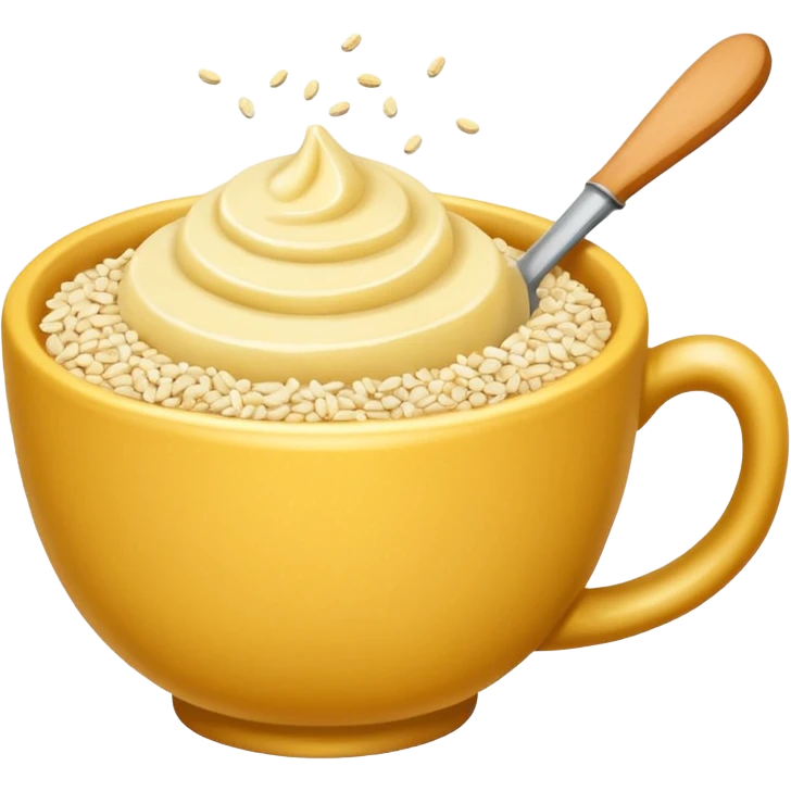 cup of sugar and sesame seeds and butter without a face emoji