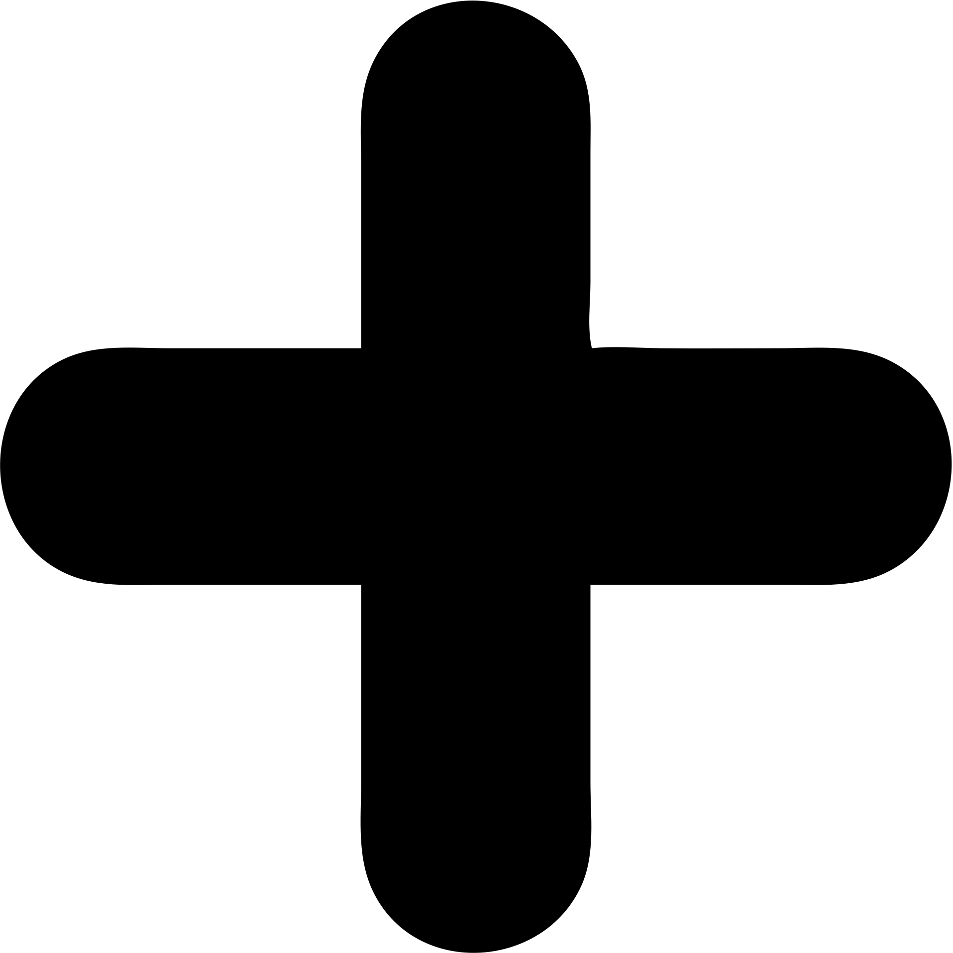 minimalist plus icon, solid black, no outline emoji