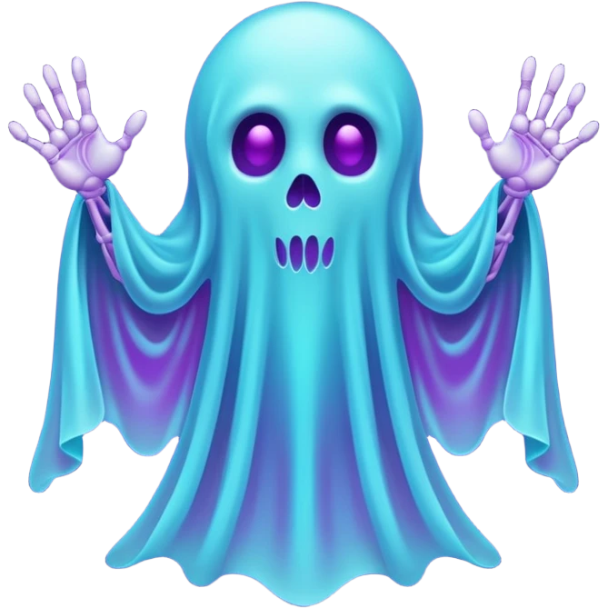 glitter cian and purple ghost emoji