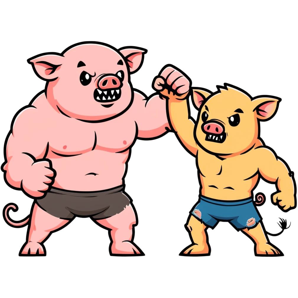 pig man fighting a rat man emoji
