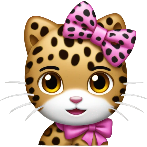Hello Kitty with a leopard-colored bow emoji