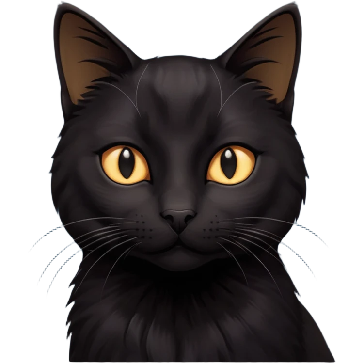 Solin wäre ein Kater mit nachtschwarzem, glänzendem Fell, kräftig gebaut und zugleich von seltener Eleganz. Sein Blick – tief und warm – scheint in die Seele zu führen, während seine Bewegung lautlos ist wie ein Schatten, der sich still an die Seite schmiegt.ihn nichts auf der Welt erschüttern. emoji