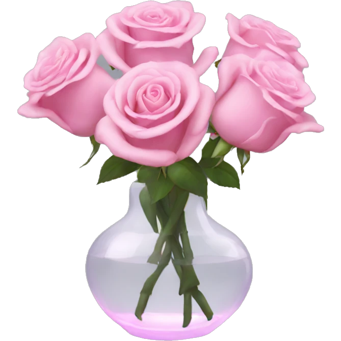 Pink roses in transparent vase emoji
