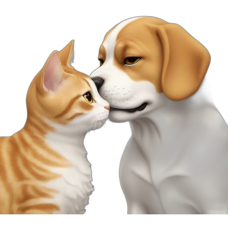 Dog kiss a cat emoji