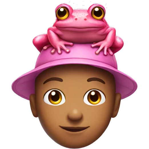 pink frog with boy on its head emoji