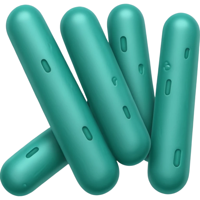 Multiple Lactobacillus bacteria emojis, thick rod shape, teal green, soft fibrous texture, clean ingredient icon style
 emoji