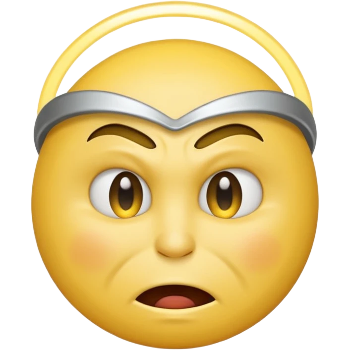 Yellow smiley face angry with a hallow angel emoji