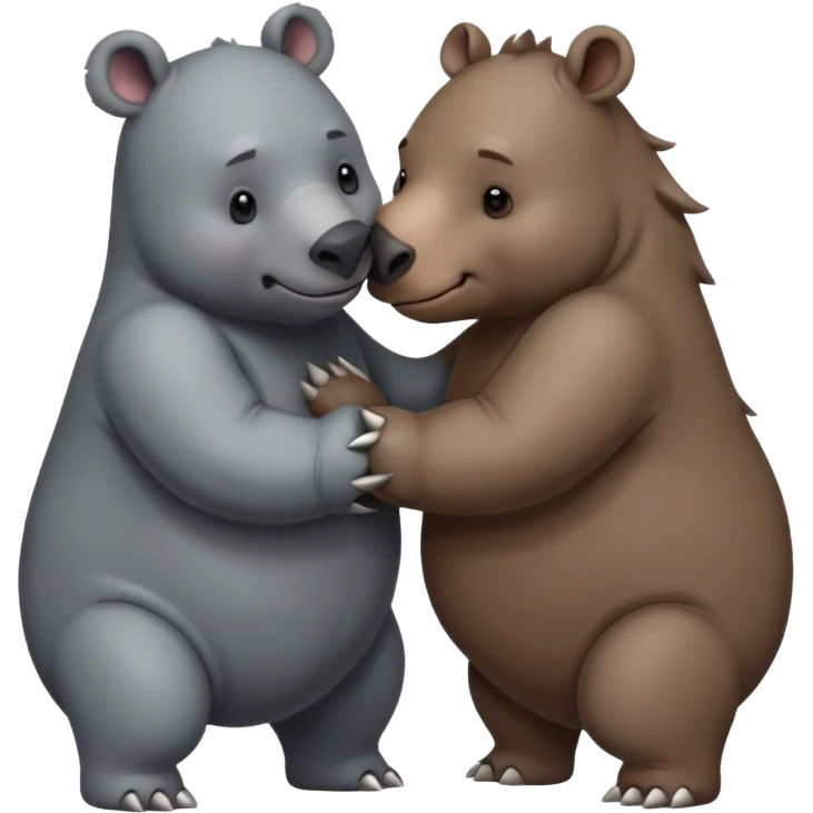 Bear and rhino hugging emoji