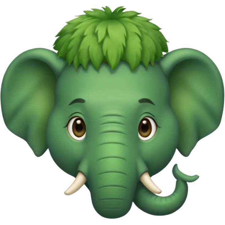 A green head with a green elephant nose  with fur emoji