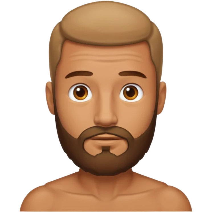 Hombre marrón bronceado con la pelada sin broncear y barba emoji